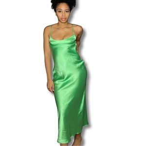 Zara Satin Dress Medical Green